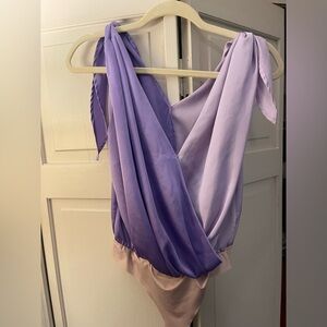 Purple and Lavender Draped Bodysuit